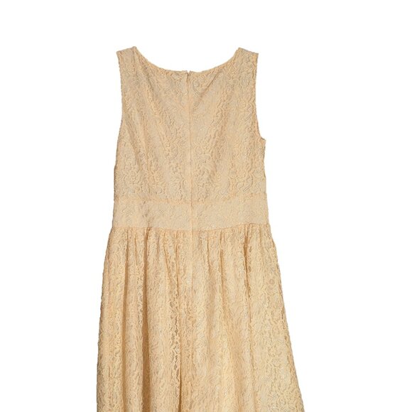 Ann Taylor LOFT Women Size 12 Sleeveless Lace Overlay Dress Beige Silver - Picture 2 of 3